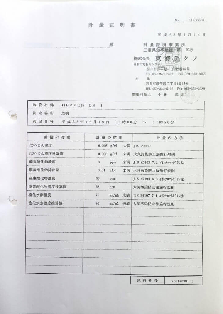 計量証明書